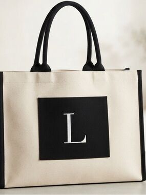 Personalized "L" Canvas Tote Bag  / BRAND NEW